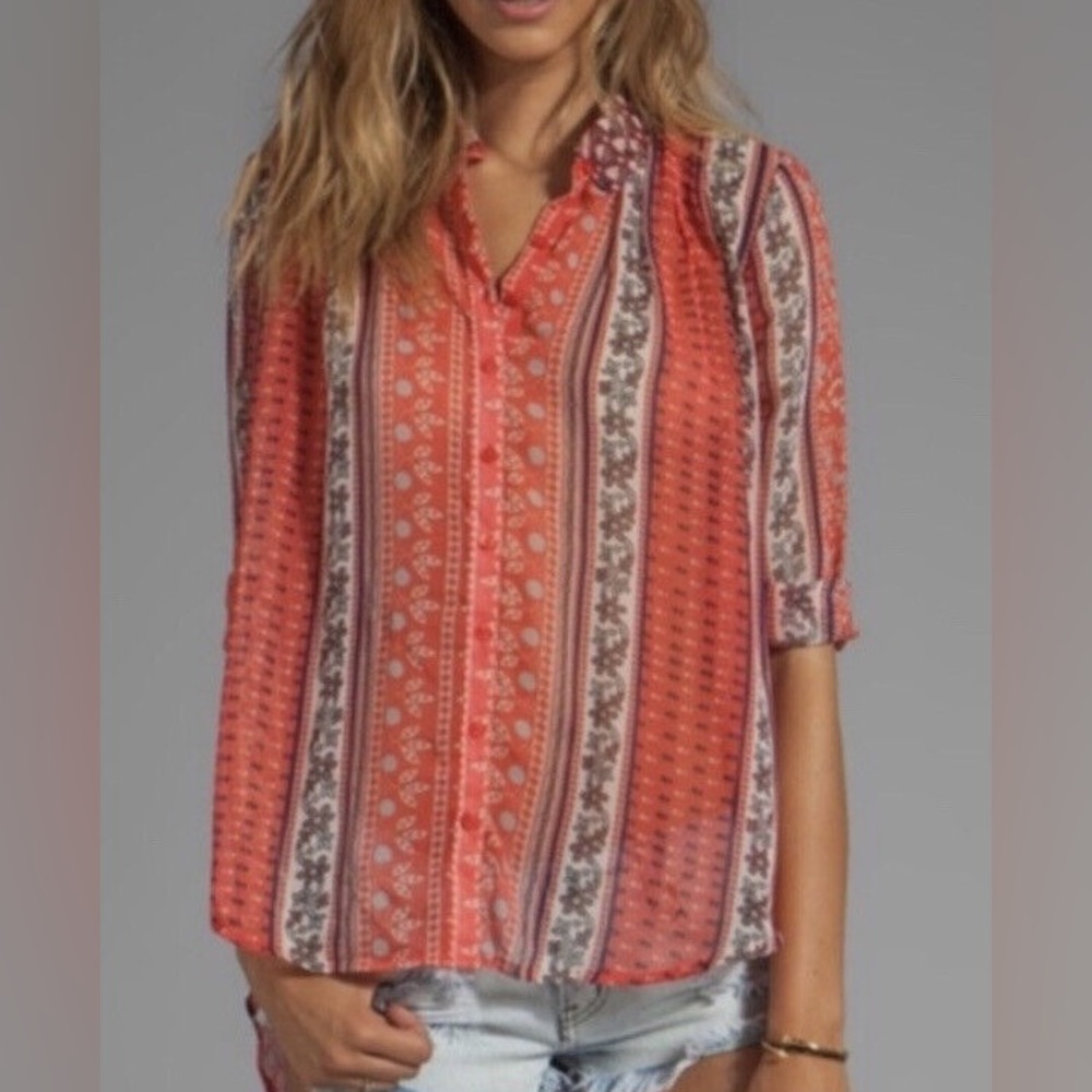 Free People | Moonlight Mile Hot Coral Cinch Back Top Sz s